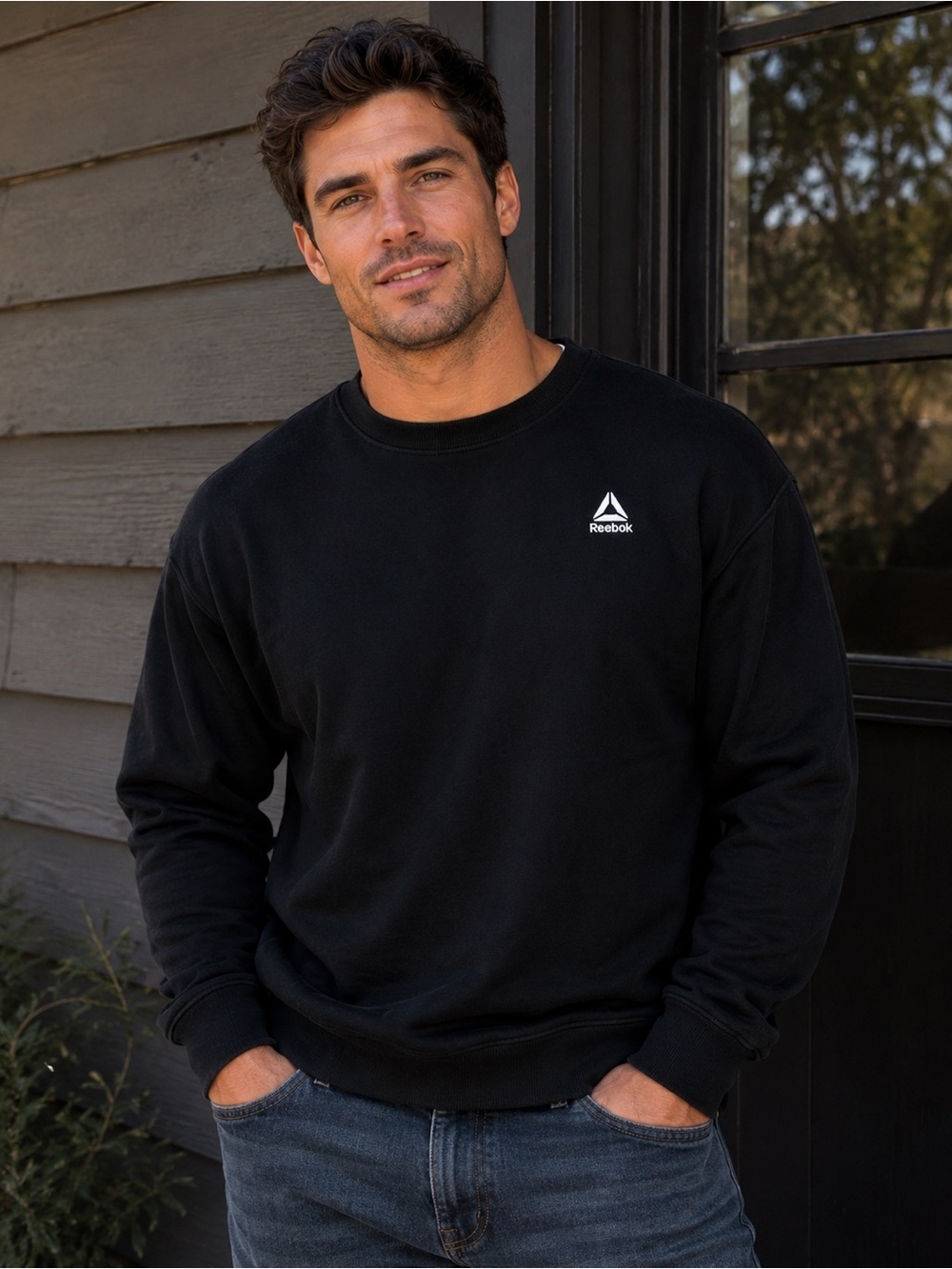 Reebok Black Crewneck with Small White Logo